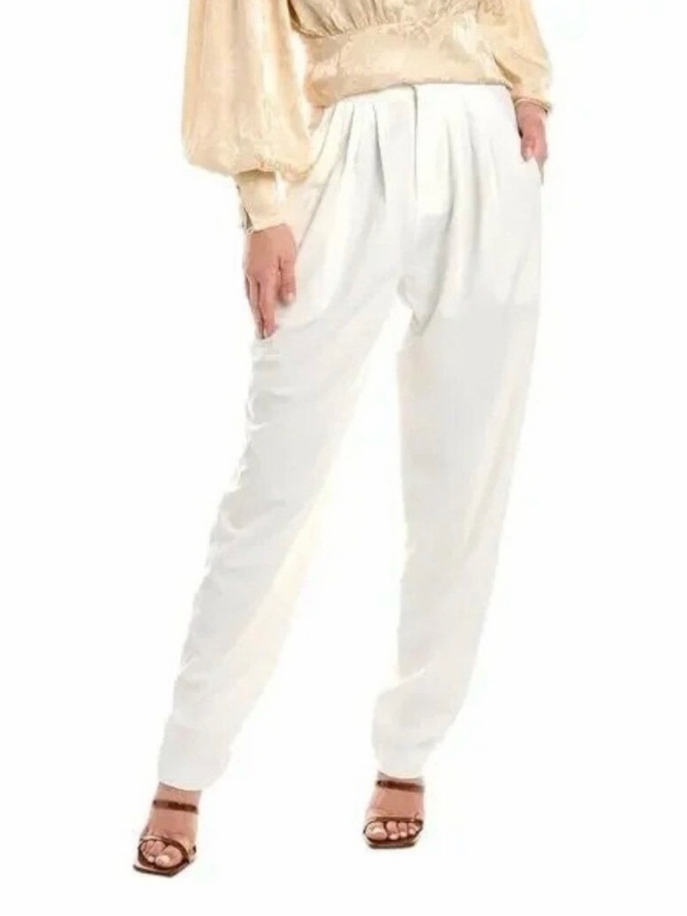 Ronny Kobo Collection Leone Ivory Pleated Pants